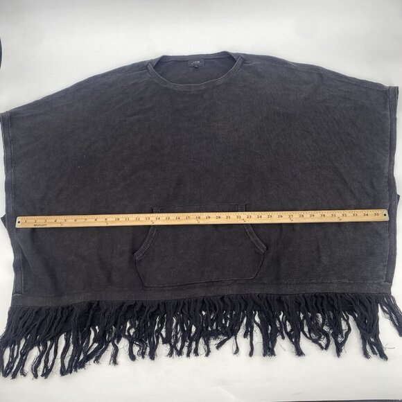 Joes Jeans Collection Size Small Black Poncho Sweater Cotton Fringe Pockets Boho - Picture 5 of 11